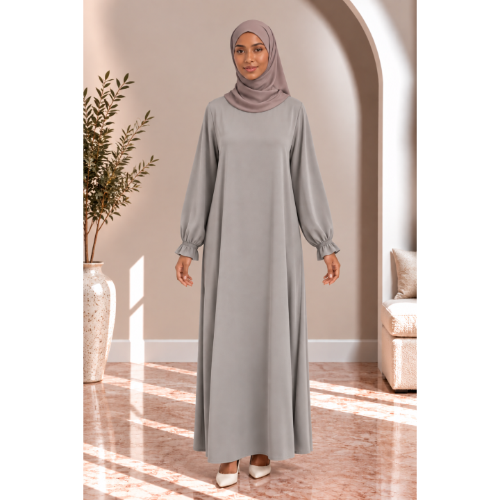 Abaya simple 390 - gris clair