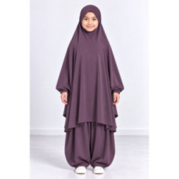Jilbab enfant 2 pièces sarouel 9735-2 - violine