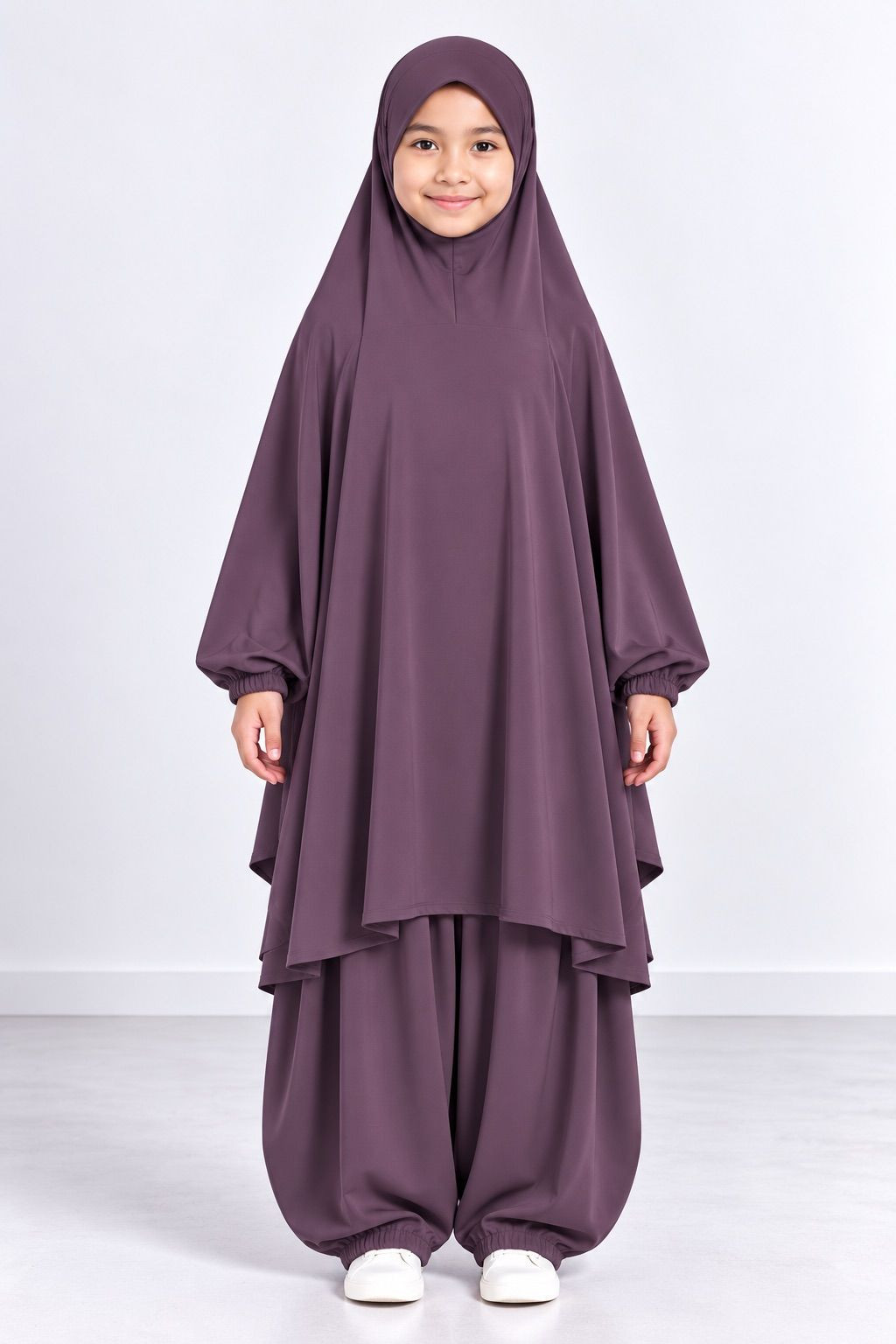 Jilbab enfant 2 pièces sarouel 9735-2 - violine