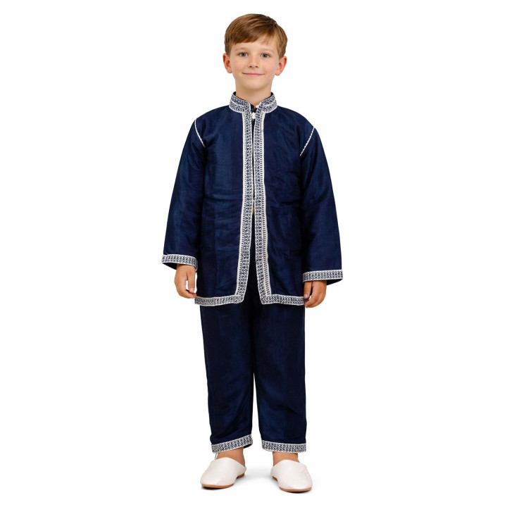 Jabador enfant 3 pièces - Tenue de circoncision enfant - Bleu