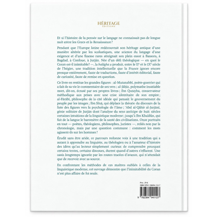 Balagha : les maîtres oubliés de la rhétorique arabe - Gunther Levrard - Héritage