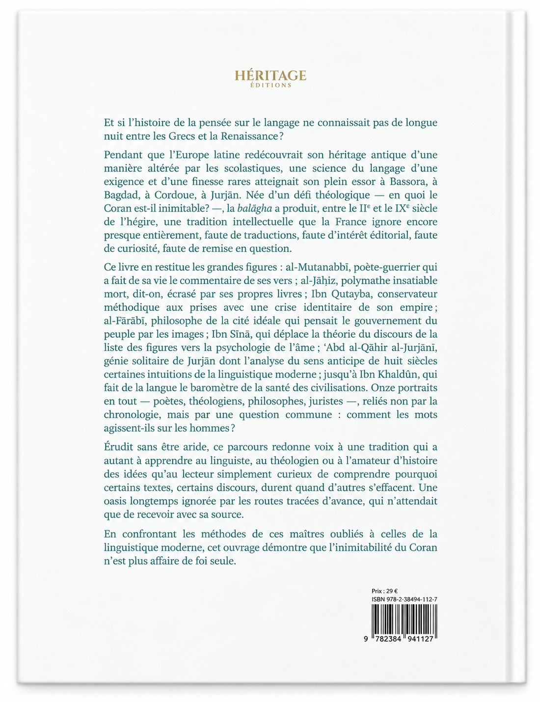 Balagha : les maîtres oubliés de la rhétorique arabe - Gunther Levrard - Héritage