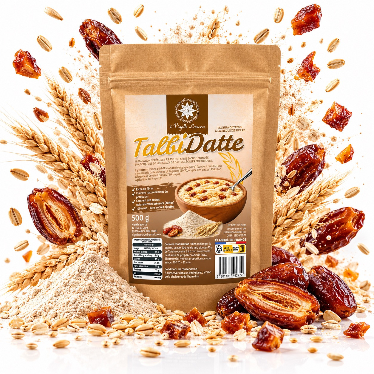 Talbidatte - Talbina à la datte Bio 500gr - Nigelle Source