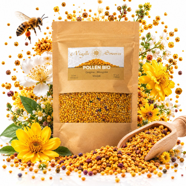 Pollen d'abeille bio en pelotes, sachet de 100 g, Nigelle Source