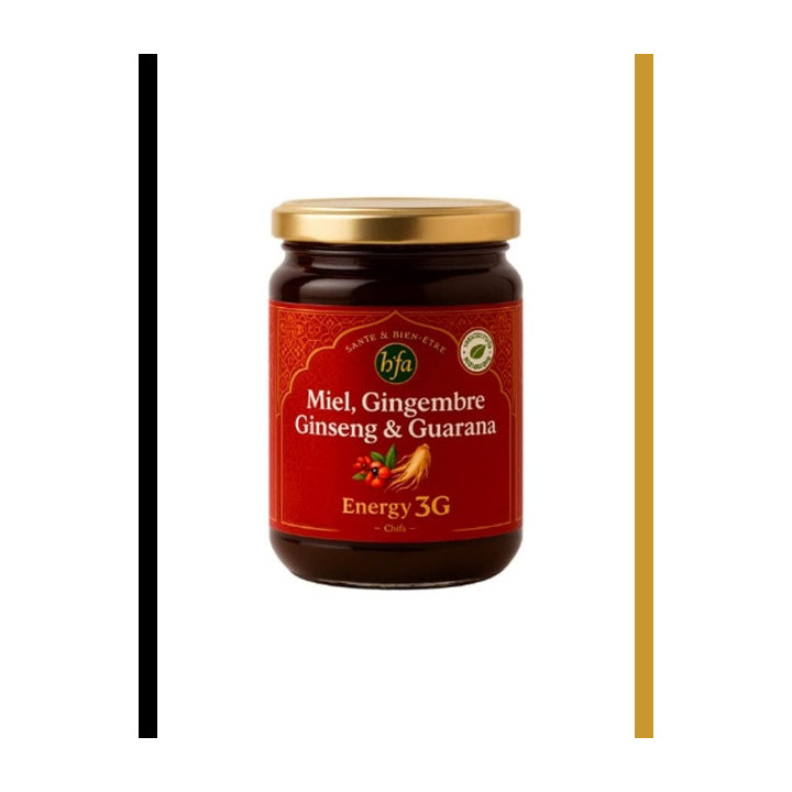 Pot de miel au gingembre, ginseng et guarana 250 g, Chifa