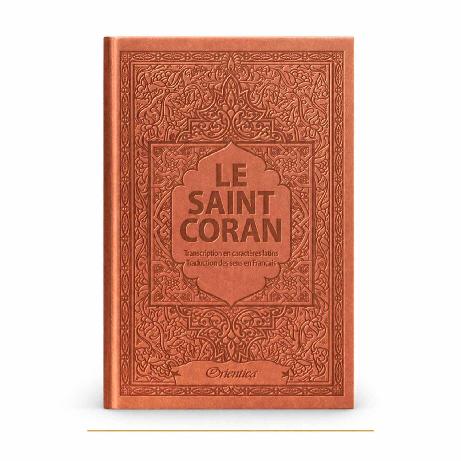 Coran Orientica marron en arabe, français et phonétique, édition de luxe 14 × 20 cm