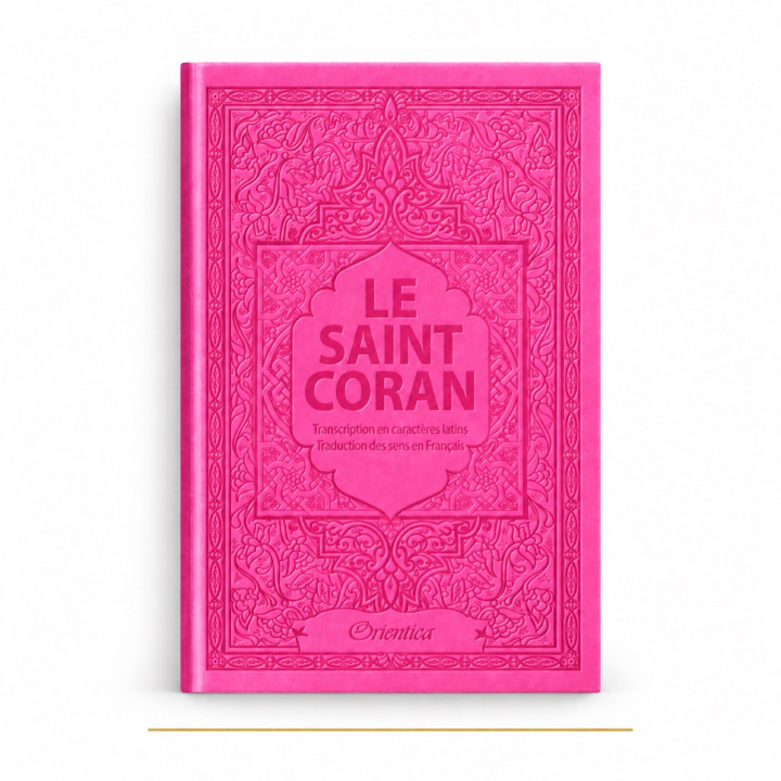 Coran Orientica rose fuchsia en arabe, français et phonétique, édition de luxe 14 × 20 cm