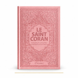 Coran Orientica rose clair en arabe, français et phonétique, édition de luxe 14 × 20 cm