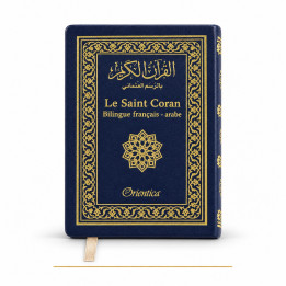 Coran de poche bleu marine Orientica bilingue arabe français, 10 × 14 cm