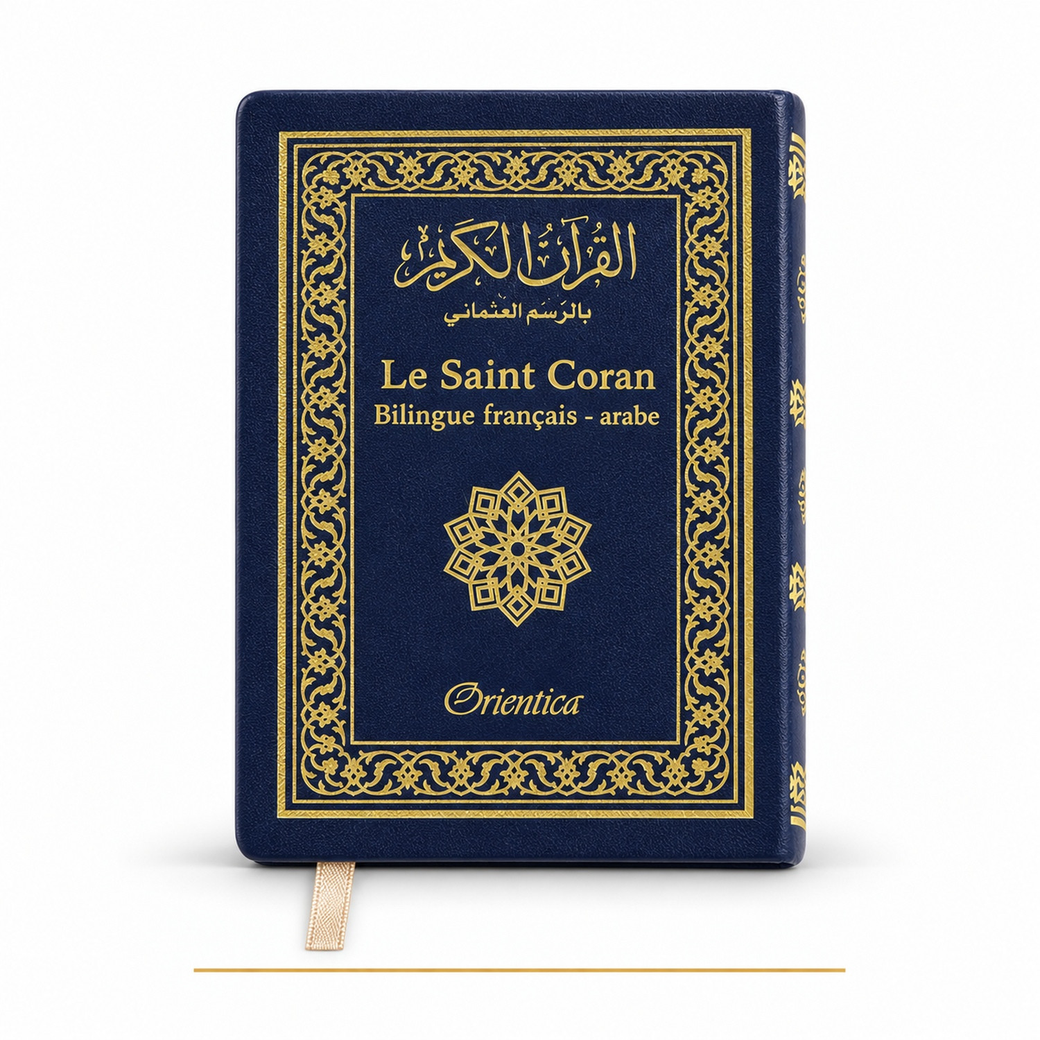 Coran de poche bleu marine Orientica bilingue arabe français, 10 × 14 cm
