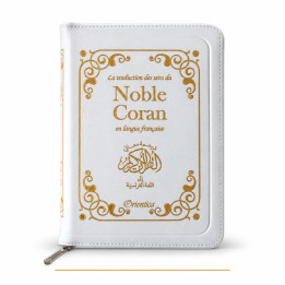Traduction française du Noble Coran Orientica blanc avec fermeture zip, 12 × 17 cm