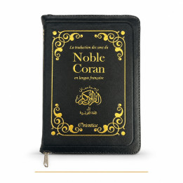 Traduction française du Noble Coran Orientica noir avec fermeture zip, 12 × 17 cm