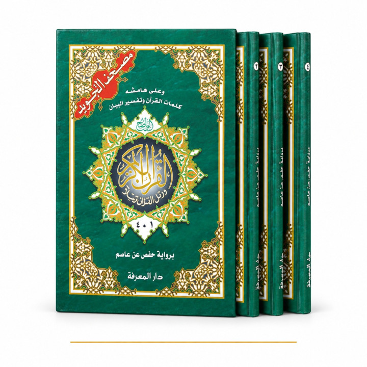 Coran Al-Tajwid Arabe - Divisé 4 Parties - 17 x 24 cm