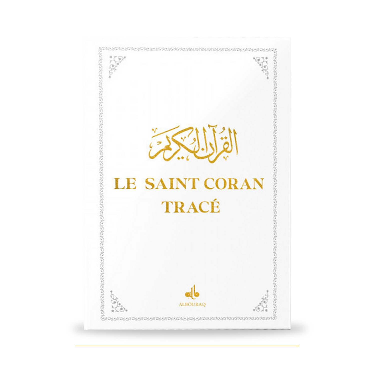 Couverture de face du Saint Coran tracé blanc, 17 × 24 cm, éditions Al Bouraq