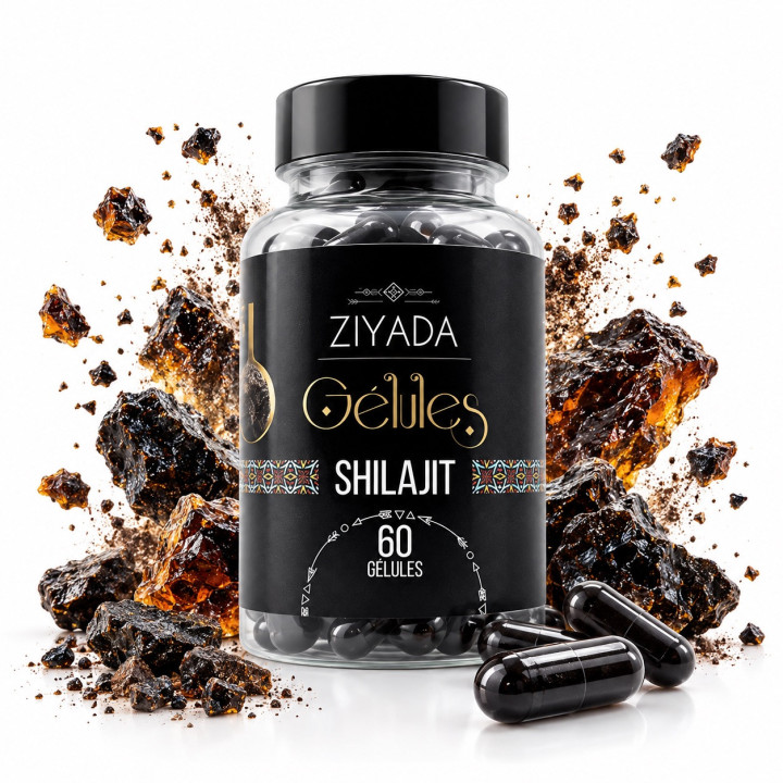 Flacon de shilajit Ziyada contenant 60 gélules