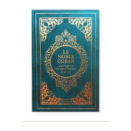 Couverture de Coran arabe français en daim, Vert doré