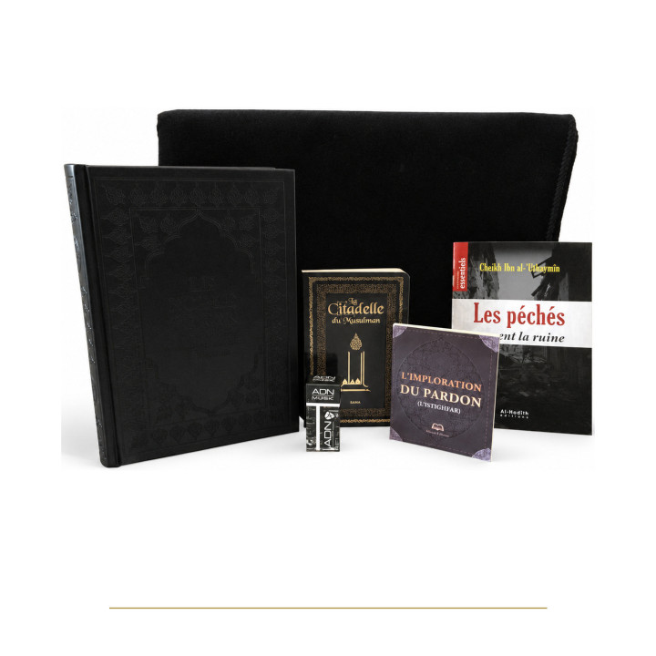 Photo de Coffret cadeau Coran noir, Tapis, citadelle et musc