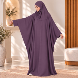 Abaya saoudienne Radya soie de médine prune - El Bassira