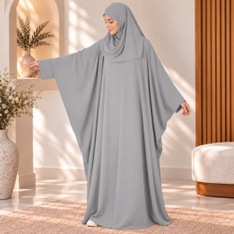 Abaya saoudienne Radya soie de médine gris - El Bassira