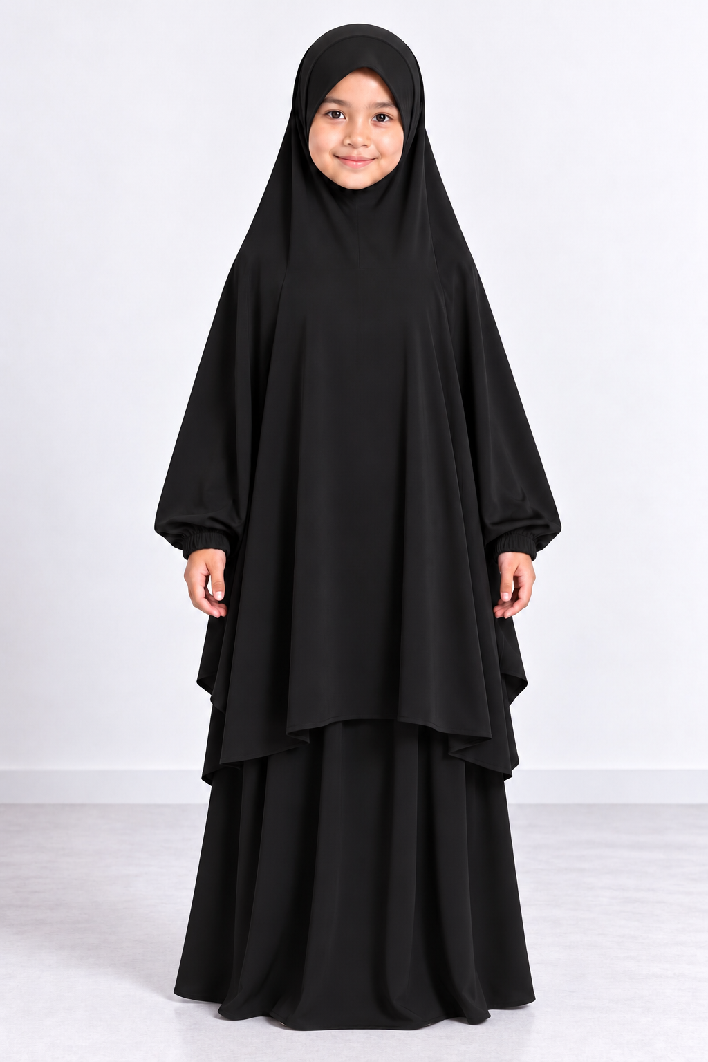 Jilbab enfant 2 pièces jupe 9735-1 - noir