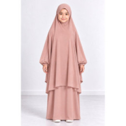 Jilbab enfant 2 pièces jupe 9735-1 - rose clair