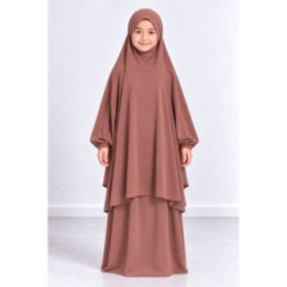 Jilbab enfant 2 pièces jupe 9735-1 - vieux rose