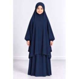 Jilbab enfant 2 pièces jupe 9735-1 - bleu marine