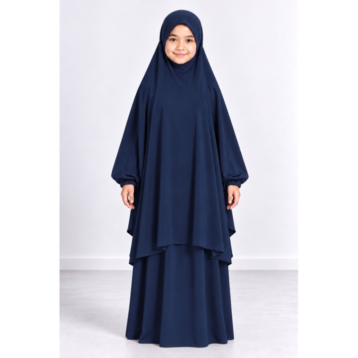 Jilbab enfant 2 pièces jupe 9735-1 - bleu marine