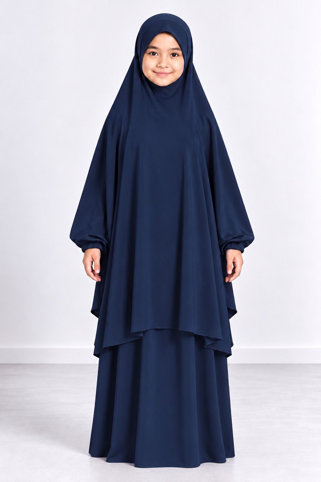 Jilbab enfant 2 pièces jupe 9735-1 - bleu marine