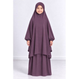 Jilbab enfant 2 pièces jupe 9735-1 - violine