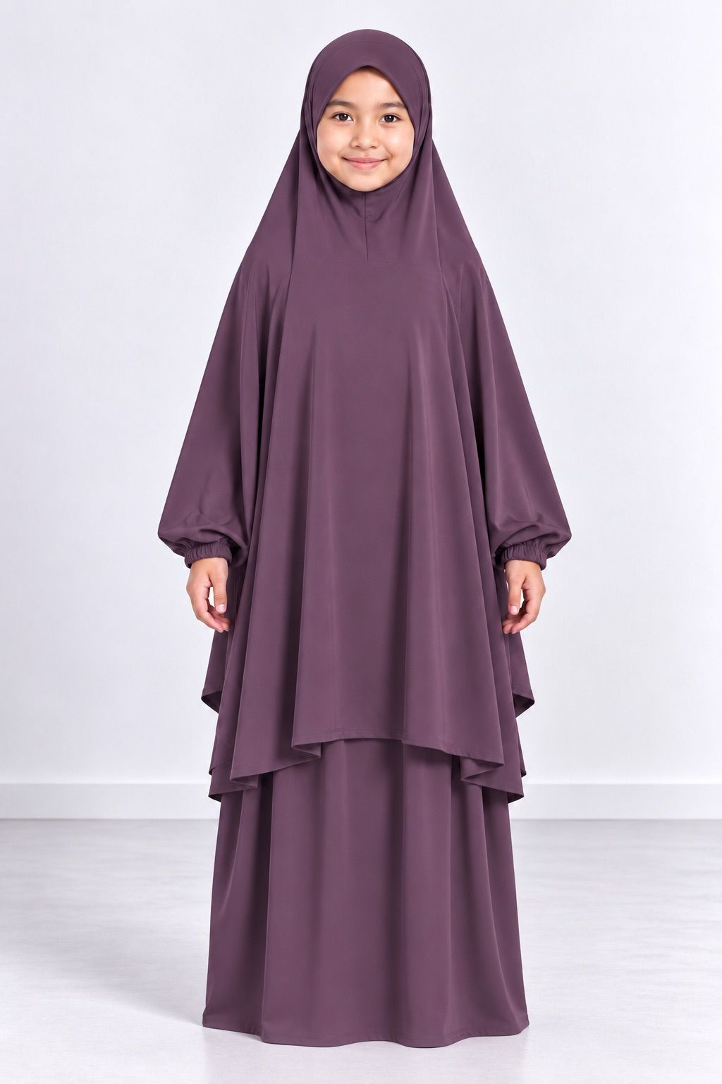 Jilbab enfant 2 pièces jupe 9735-1 - violine