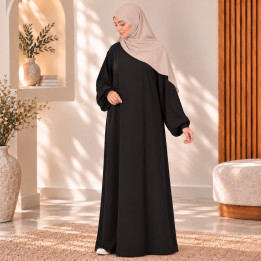 Abaya Numidia soie de médine noir - El Bassira