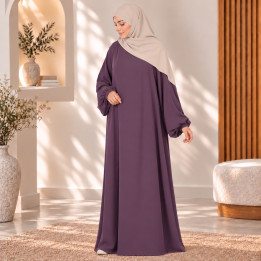 Abaya Numidia soie de médine prune - El Bassira