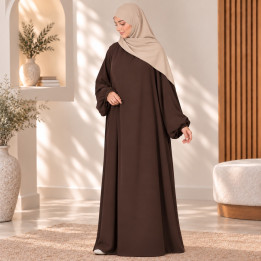 Abaya Numidia soie de médine marron foncé - El Bassira
