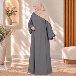 Abaya Numidia soie de médine gris foncé - El Bassira