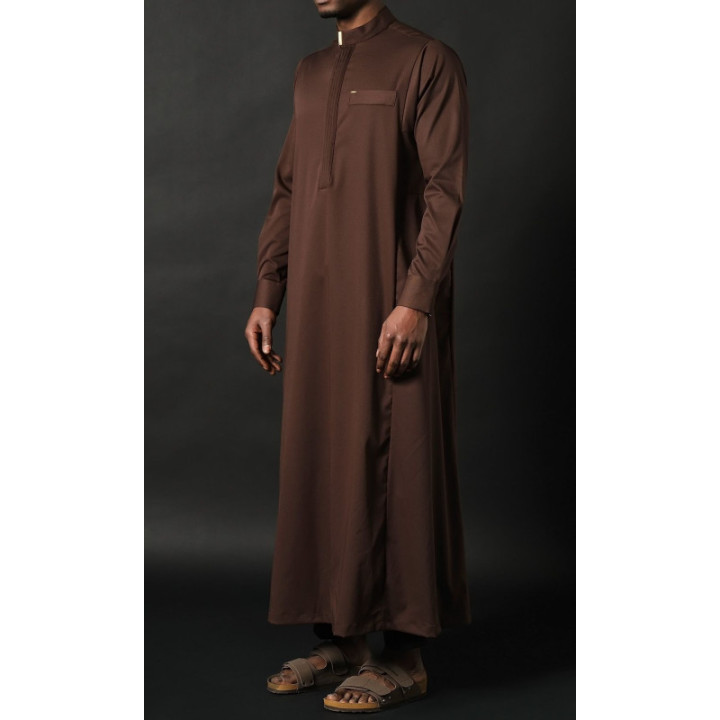 Qamis Long Eminence - Noir broderie Doré - Qabail