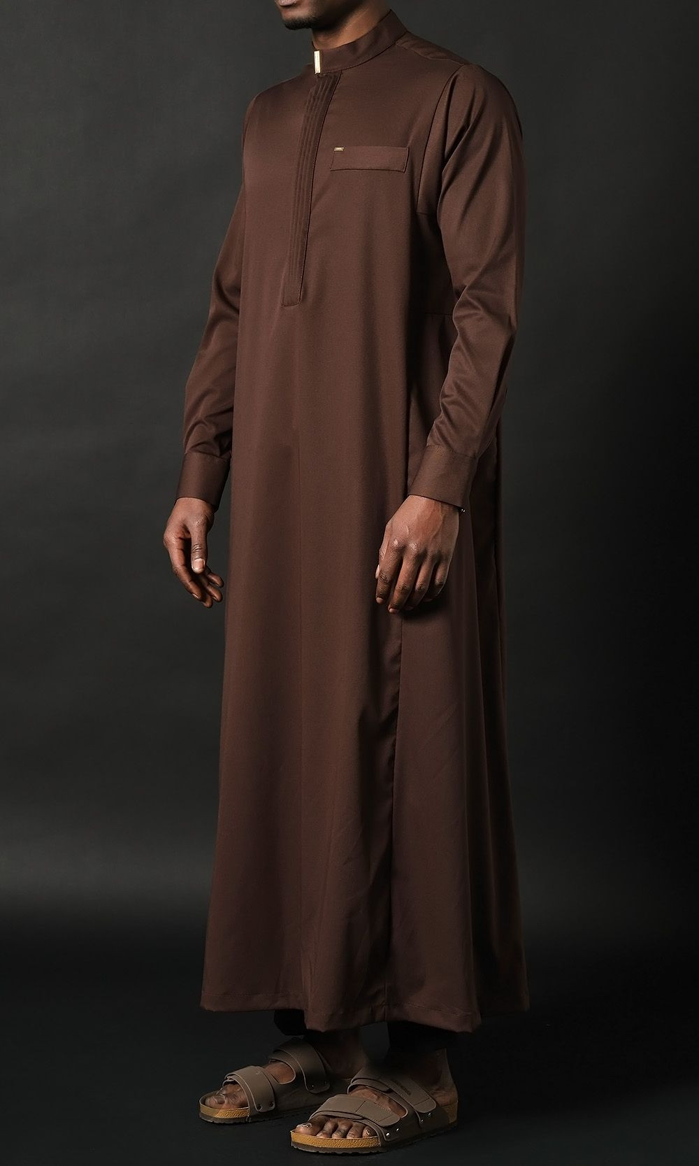 Qamis Long Eminence - Noir broderie Doré - Qabail
