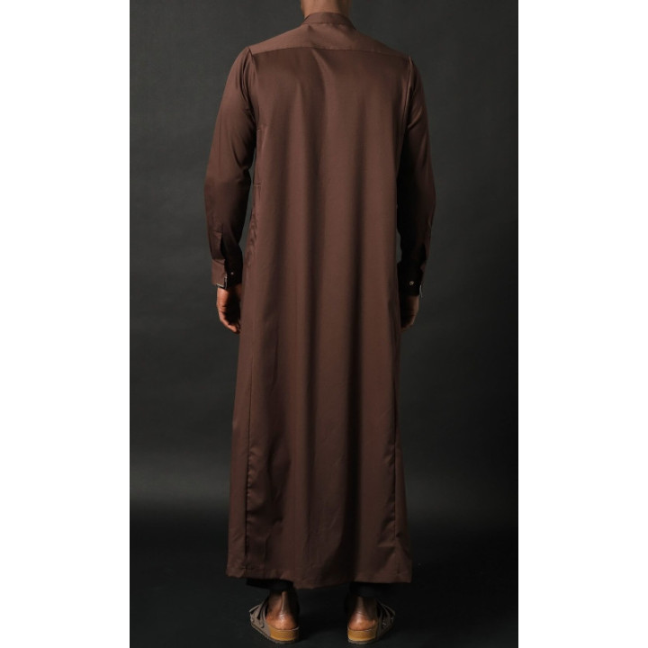Qamis Long Eminence - Noir broderie Doré - Qabail