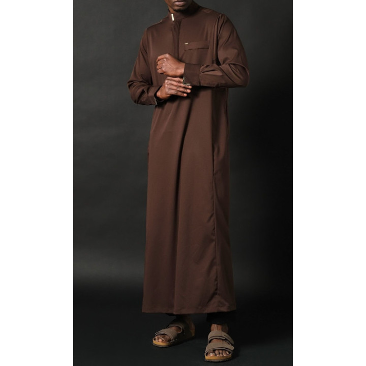 Qamis Long Eminence - Noir broderie Doré - Qabail