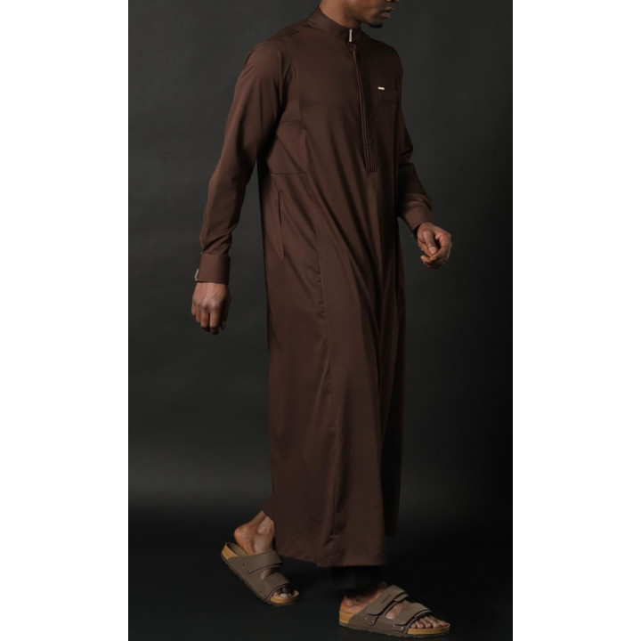 Qamis Long Eminence - Noir broderie Doré - Qabail