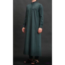 Qamis Long Eminence - Noir broderie Doré - Qabail