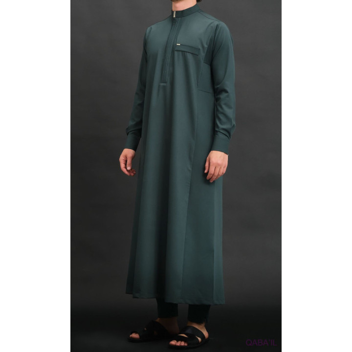 Qamis Long Eminence - Noir broderie Doré - Qabail