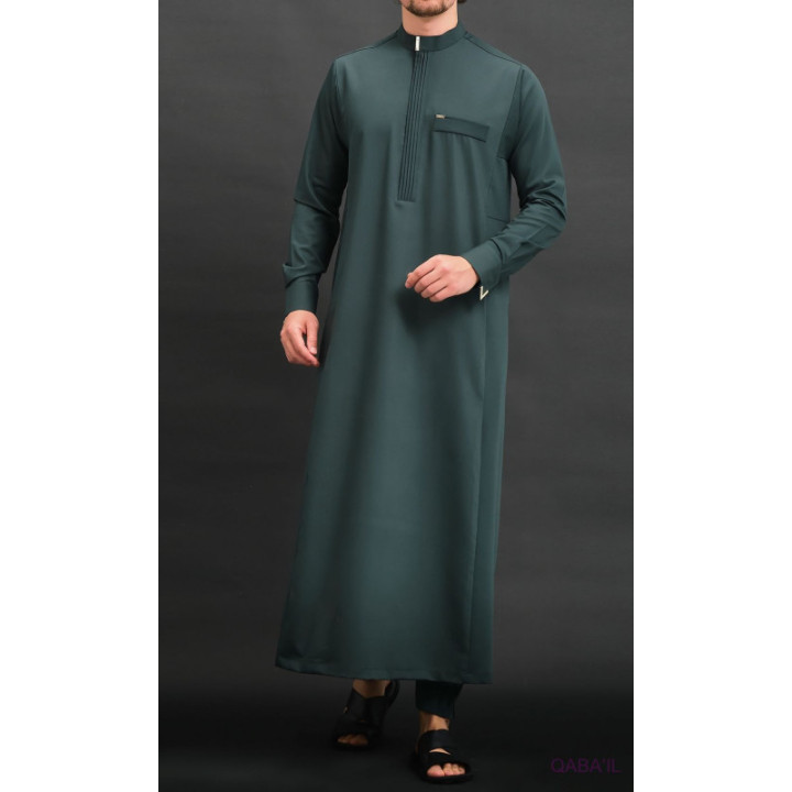 Qamis Long Eminence - Noir broderie Doré - Qabail