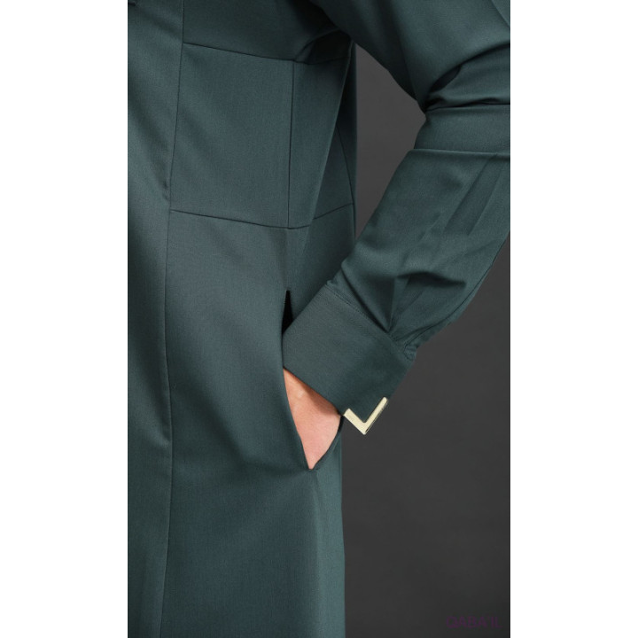 Qamis Long Eminence - Noir broderie Doré - Qabail