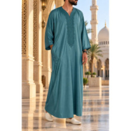Gandoura marocaine Amir - vert bleuté