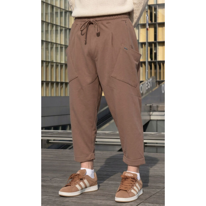 Sarouel Design Suédine QTS1036 - coffee - Qabail