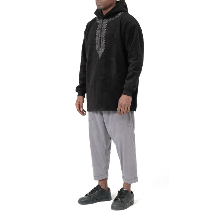 Hoodie Etniz Oversized QTT1032 noir - Qabail