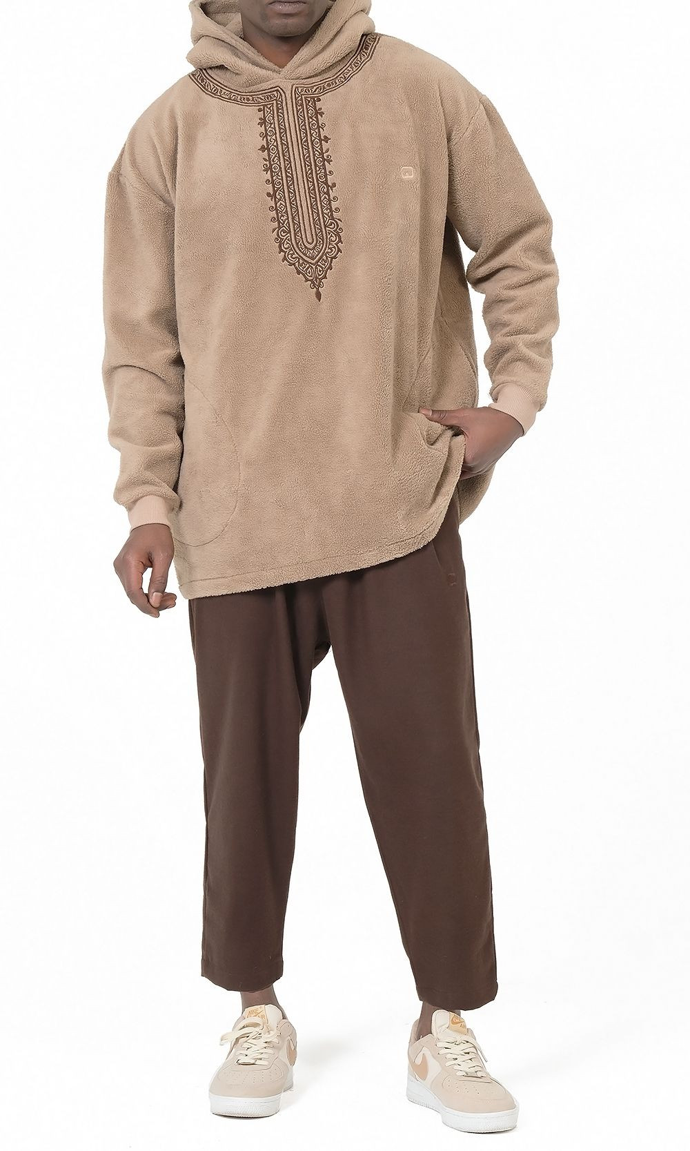 Hoodie Etniz Oversized QTT1032 coffee - Qabail