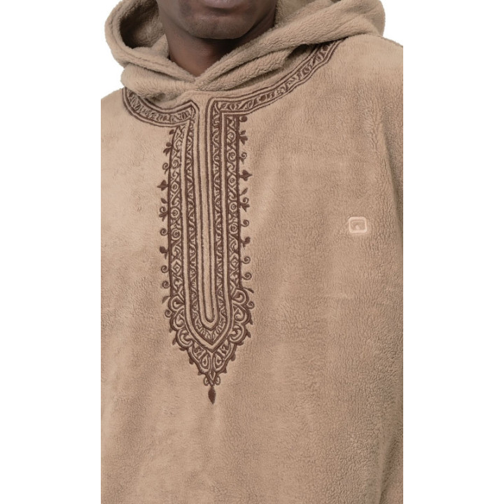 Hoodie Etniz Oversized QTT1032 coffee - Qabail