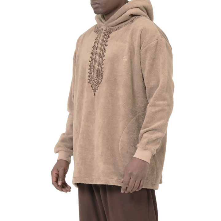 Hoodie Etniz Oversized QTT1032 coffee - Qabail